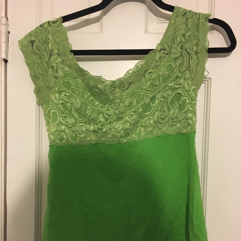 Green lace tank top